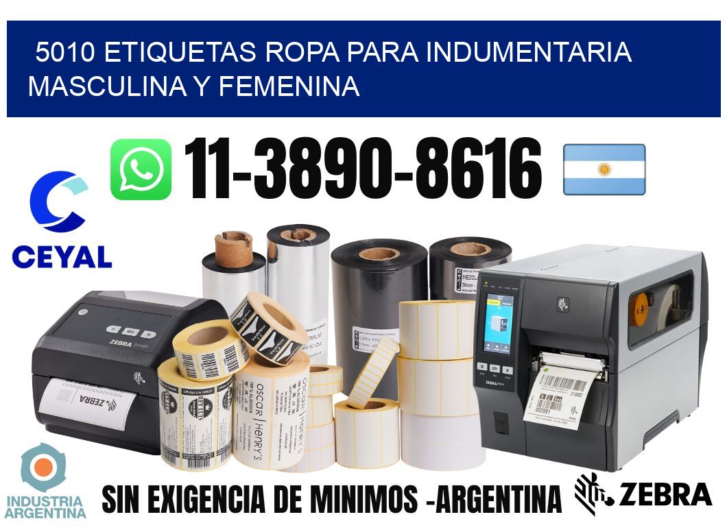 5010 Etiquetas ropa para indumentaria masculina y femenina