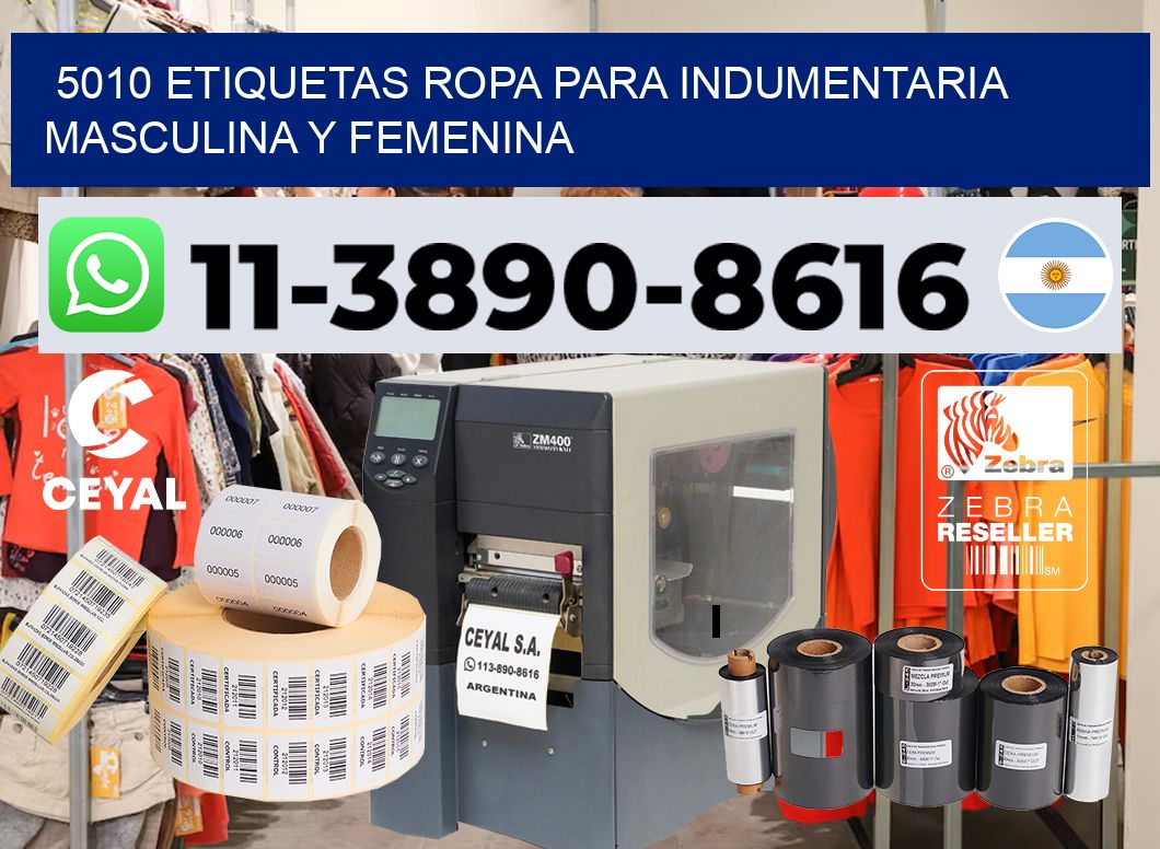 5010 Etiquetas ropa para indumentaria masculina y femenina