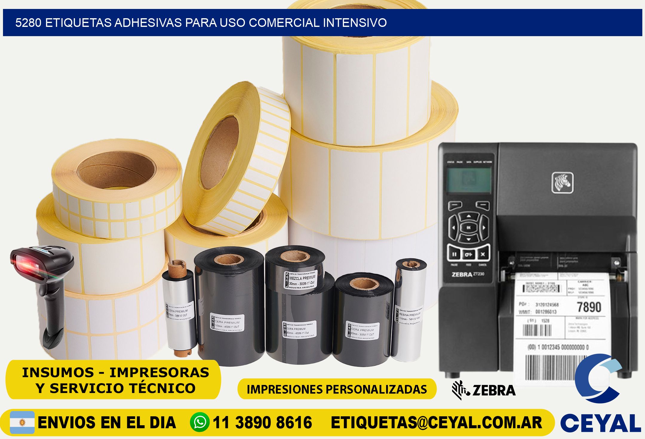 5280 Etiquetas adhesivas para uso comercial intensivo