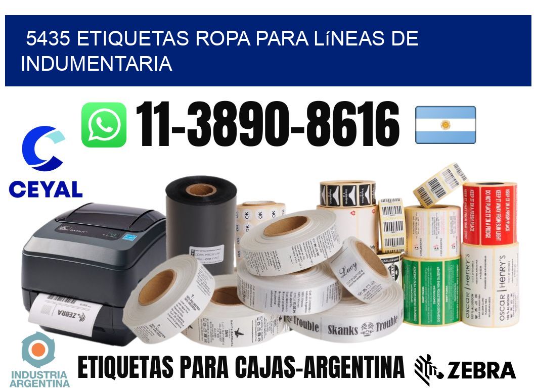 5435 Etiquetas ropa para líneas de indumentaria