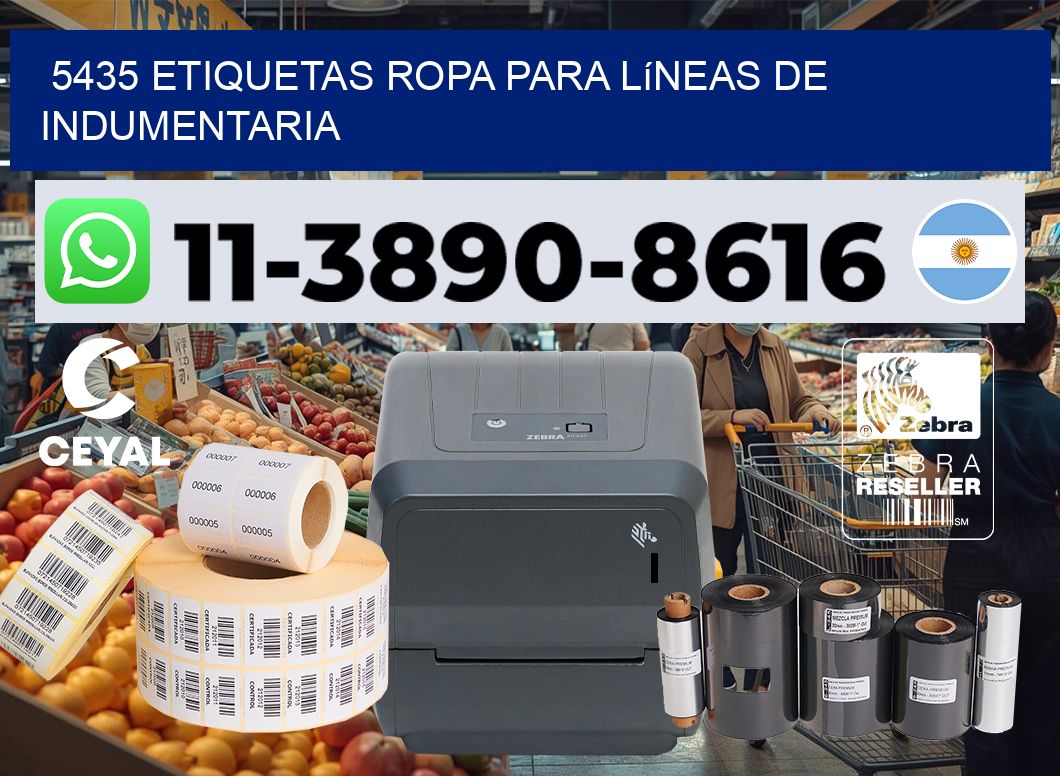 5435 Etiquetas ropa para líneas de indumentaria