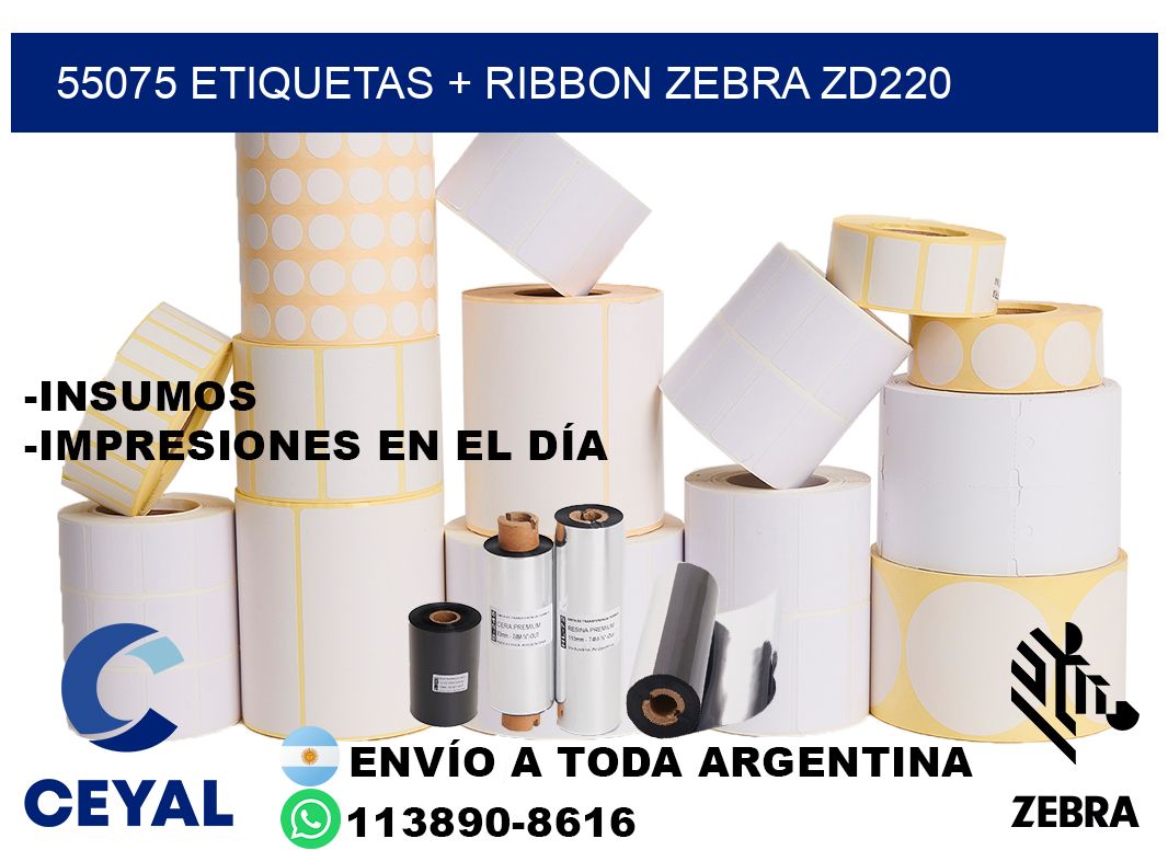 55075 etiquetas + ribbon zebra zd220