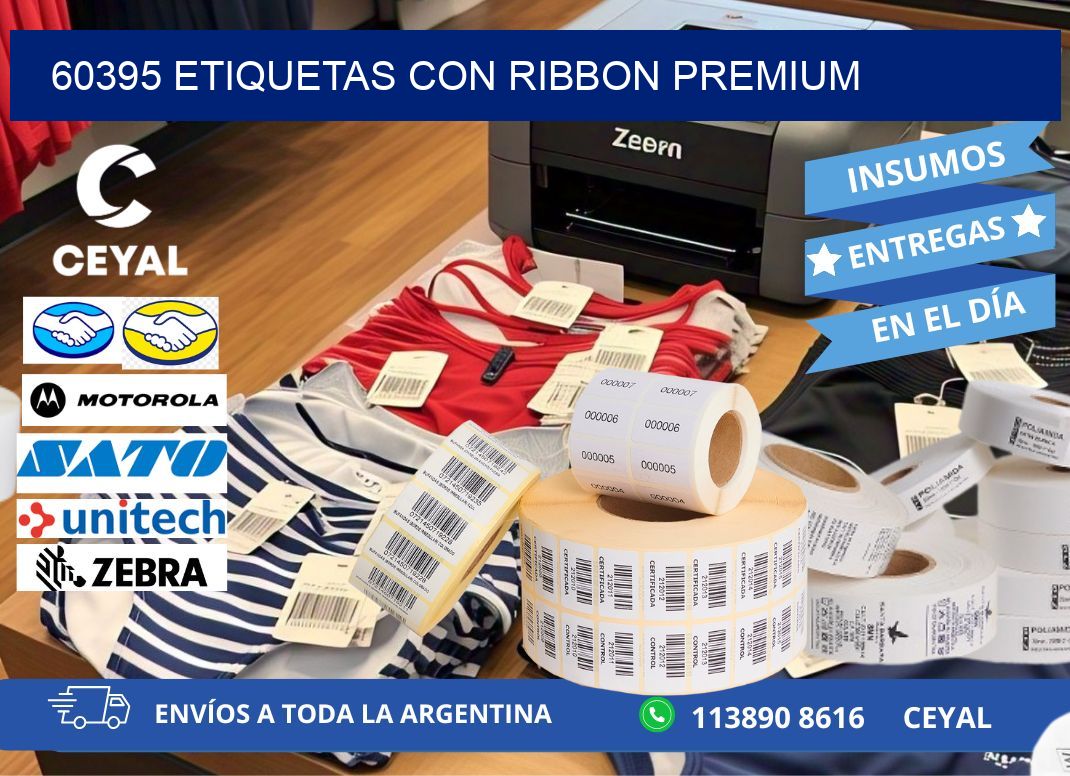 60395 etiquetas con ribbon premium