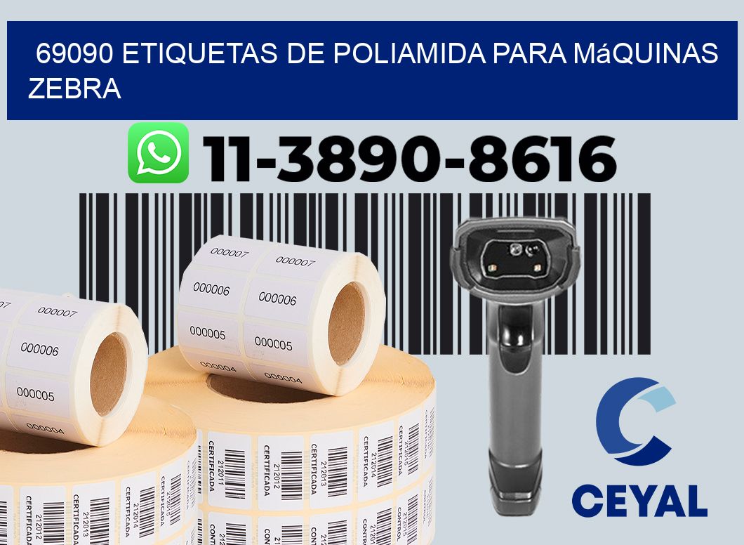 69090 etiquetas de poliamida para máquinas Zebra