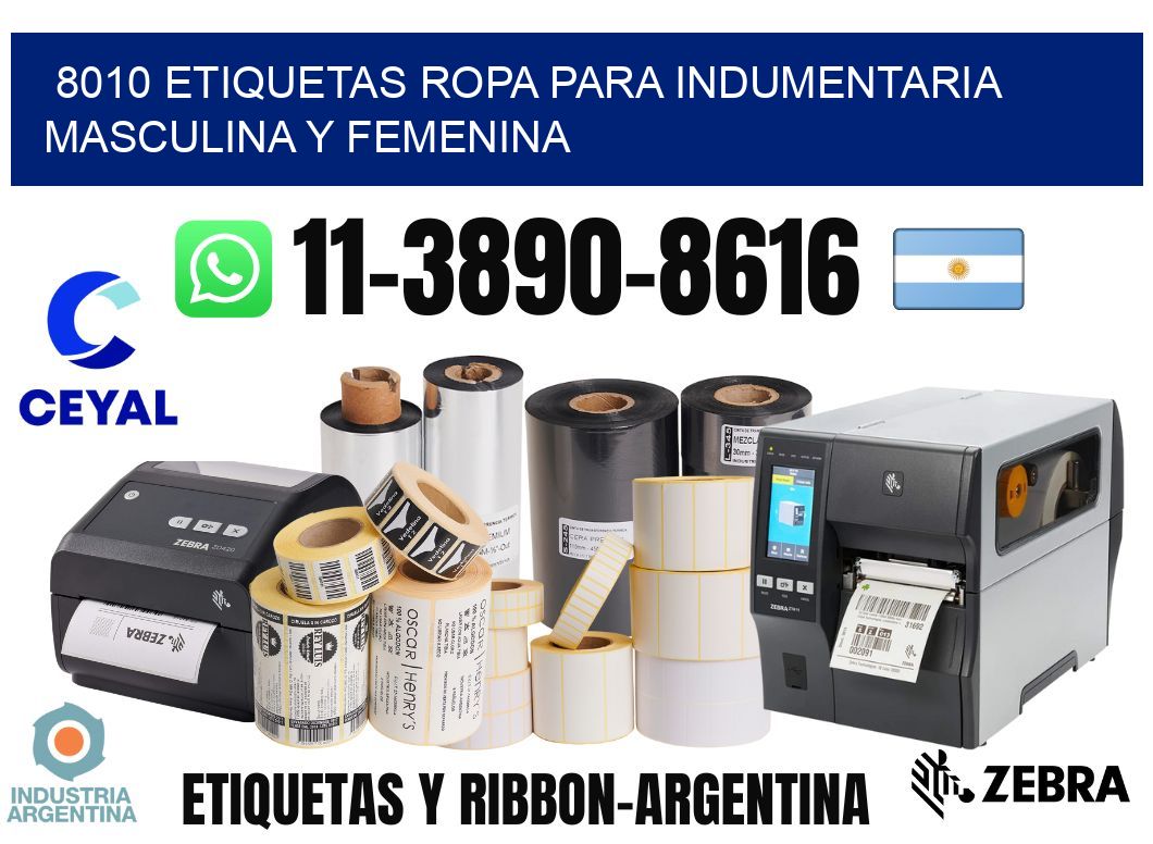 8010 Etiquetas ropa para indumentaria masculina y femenina
