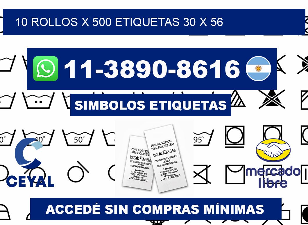 10 rollos x 500 etiquetas 30 x 56