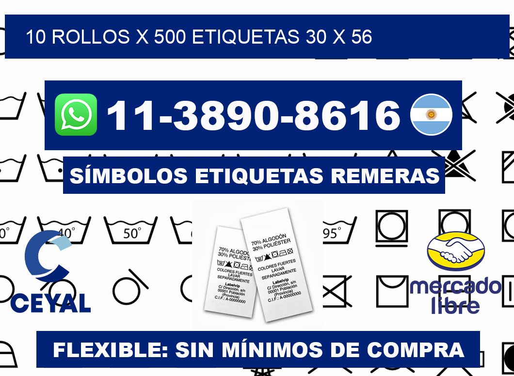 10 rollos x 500 etiquetas 30 x 56