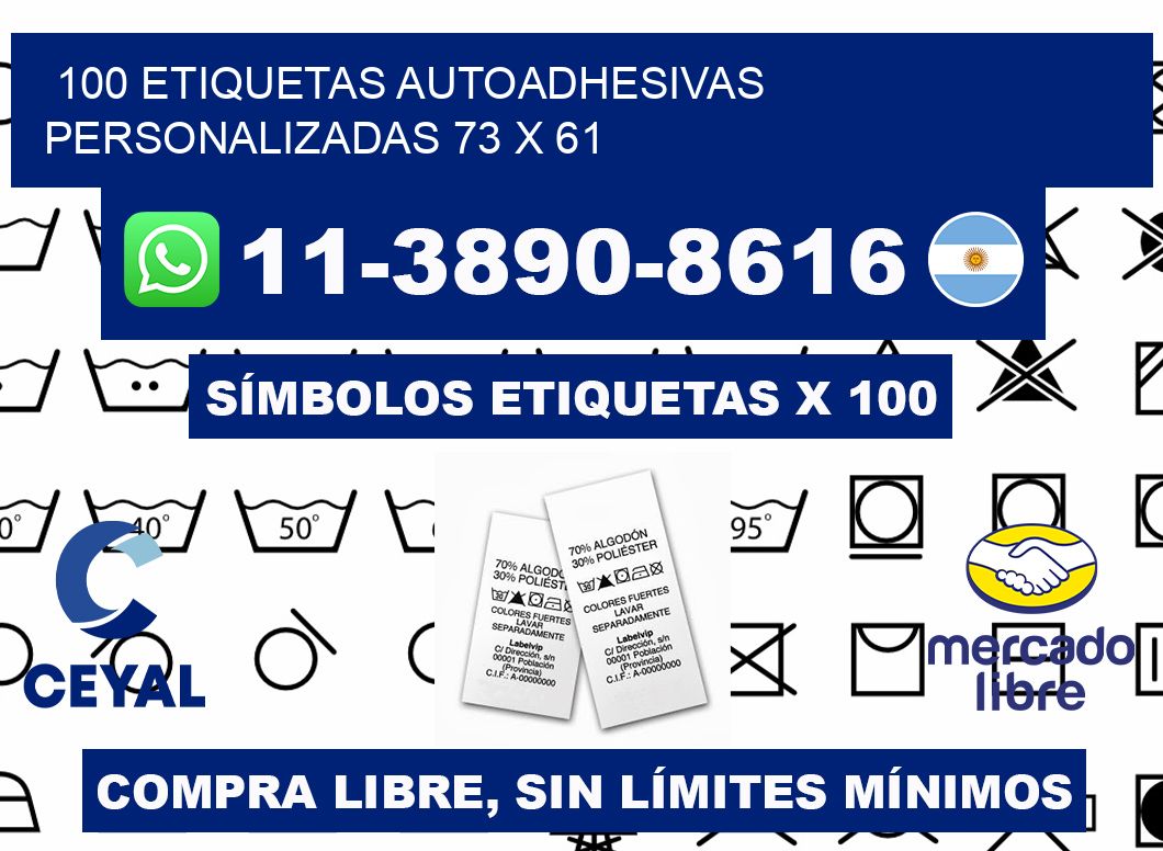 100 Etiquetas autoadhesivas personalizadas 73 x 61