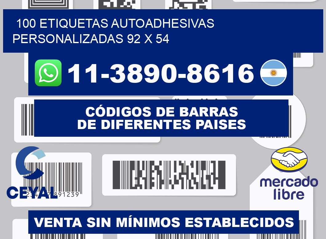 100 Etiquetas autoadhesivas personalizadas 92 x 54