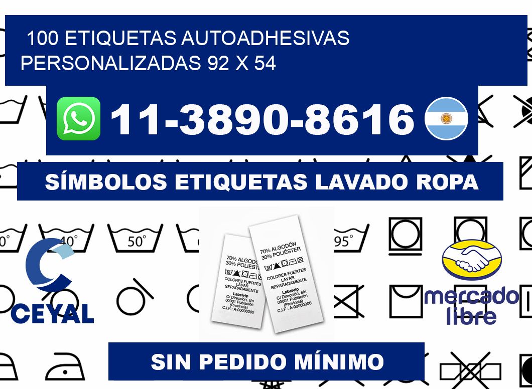 100 Etiquetas autoadhesivas personalizadas 92 x 54