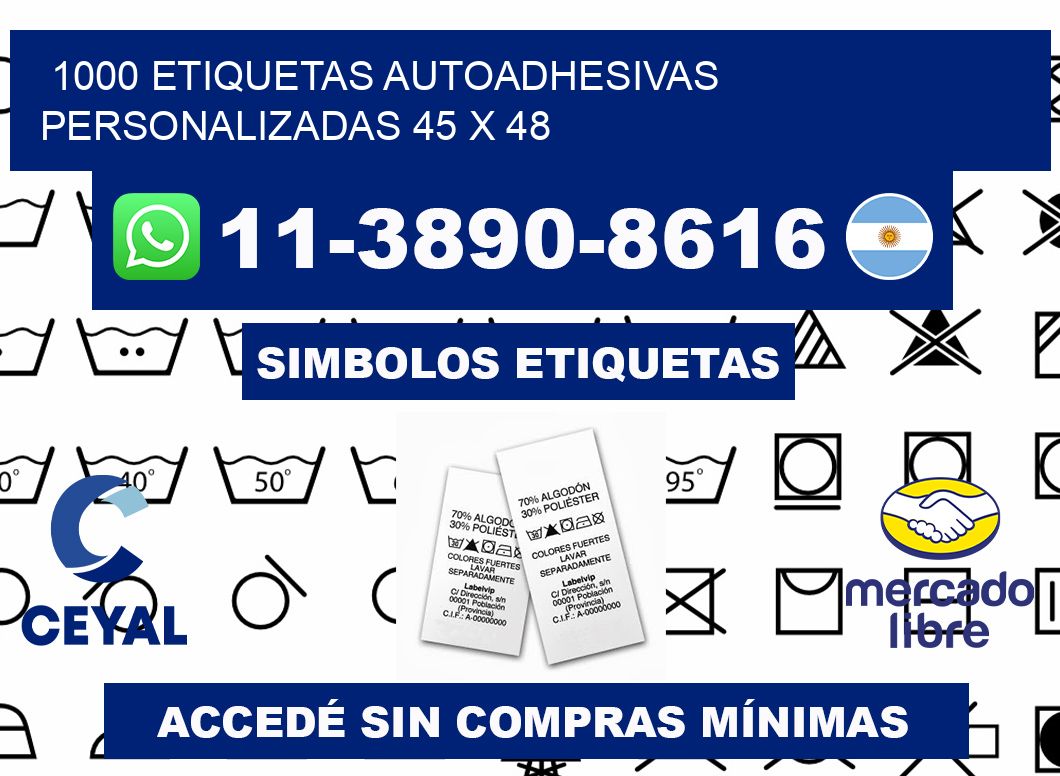 1000 Etiquetas autoadhesivas personalizadas 45 x 48