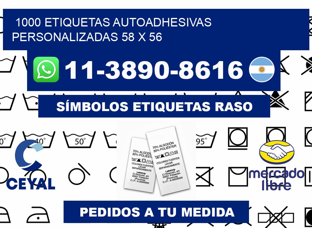 1000 Etiquetas autoadhesivas personalizadas 58 x 56