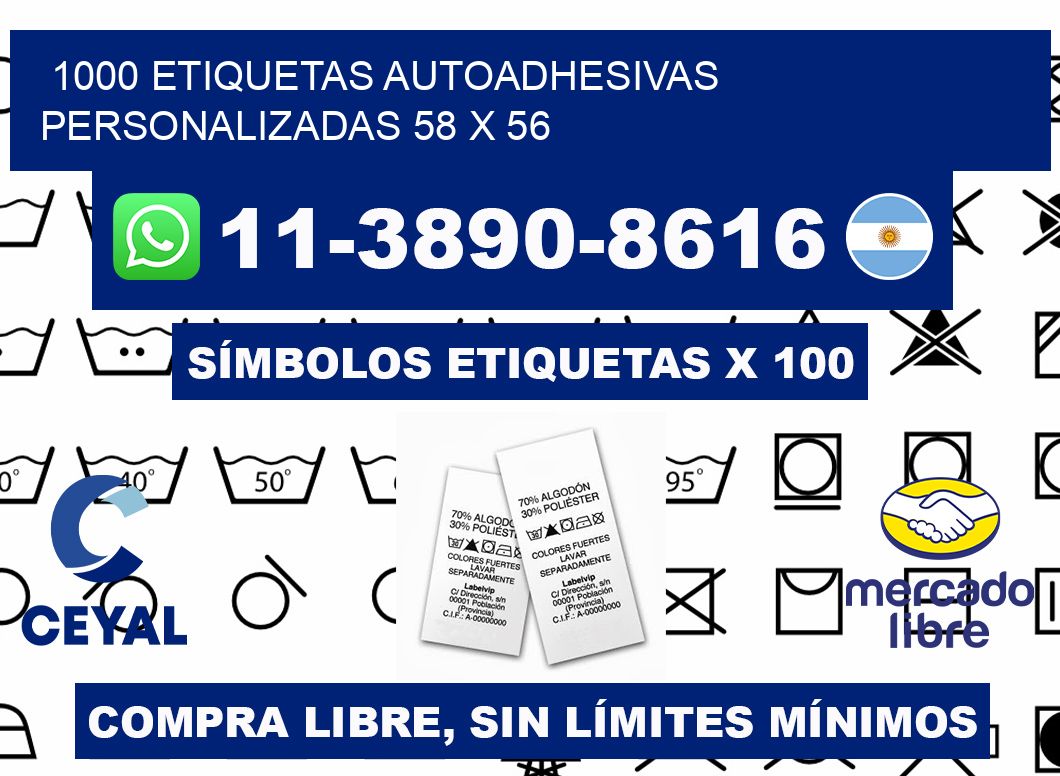 1000 Etiquetas autoadhesivas personalizadas 58 x 56