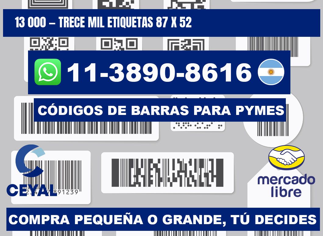 13 000 — trece mil etiquetas 87 x 52