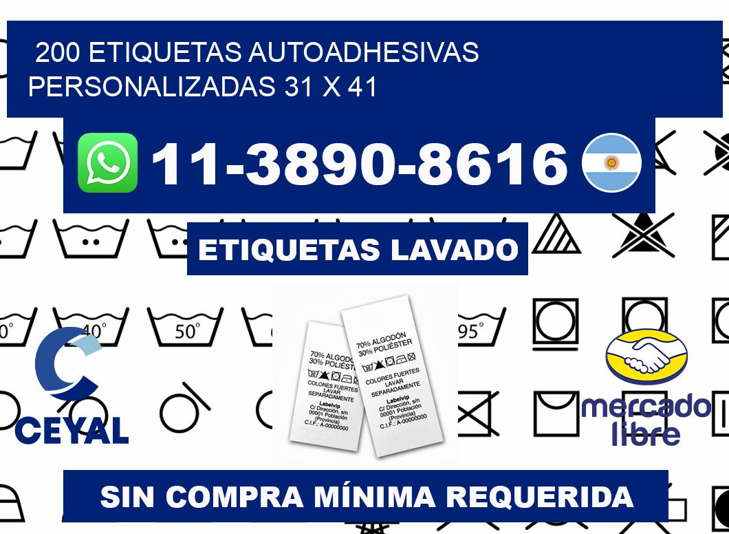 200 Etiquetas autoadhesivas personalizadas 31 x 41