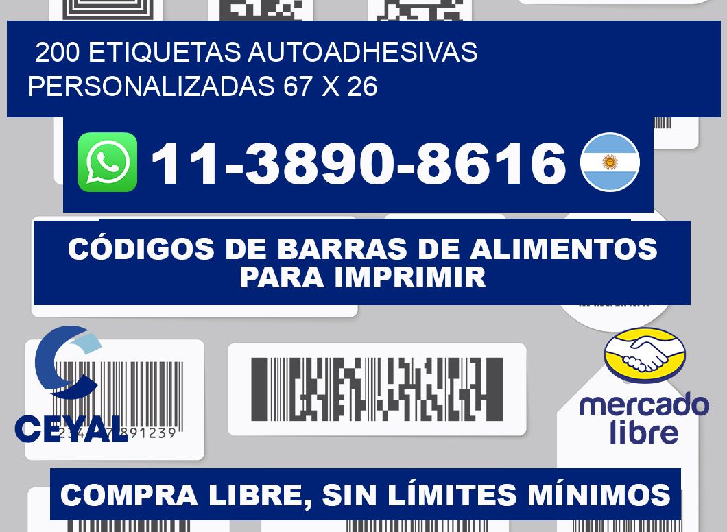 200 Etiquetas autoadhesivas personalizadas 67 x 26