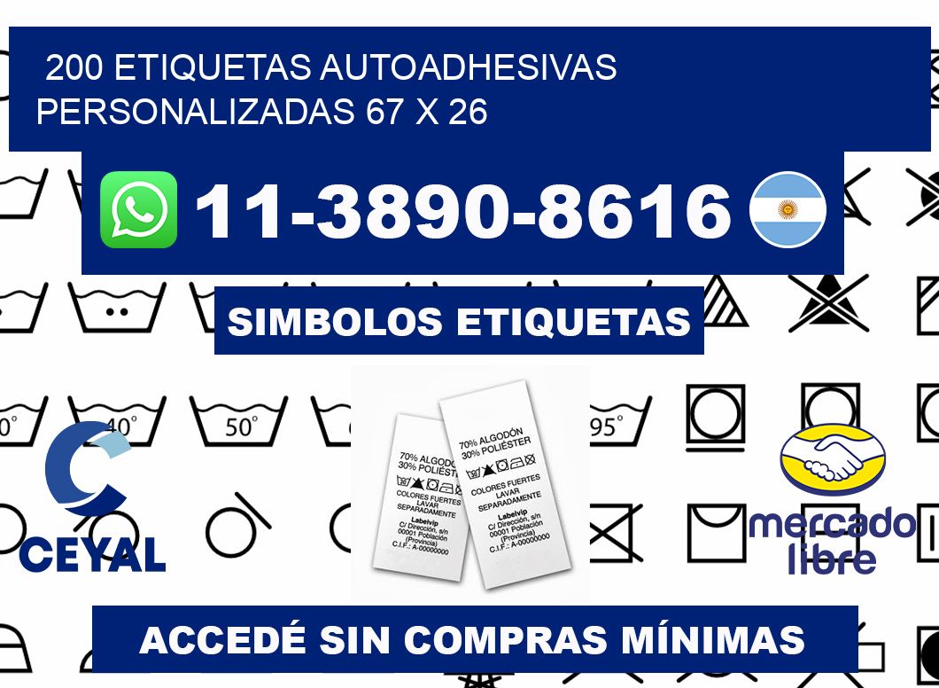 200 Etiquetas autoadhesivas personalizadas 67 x 26