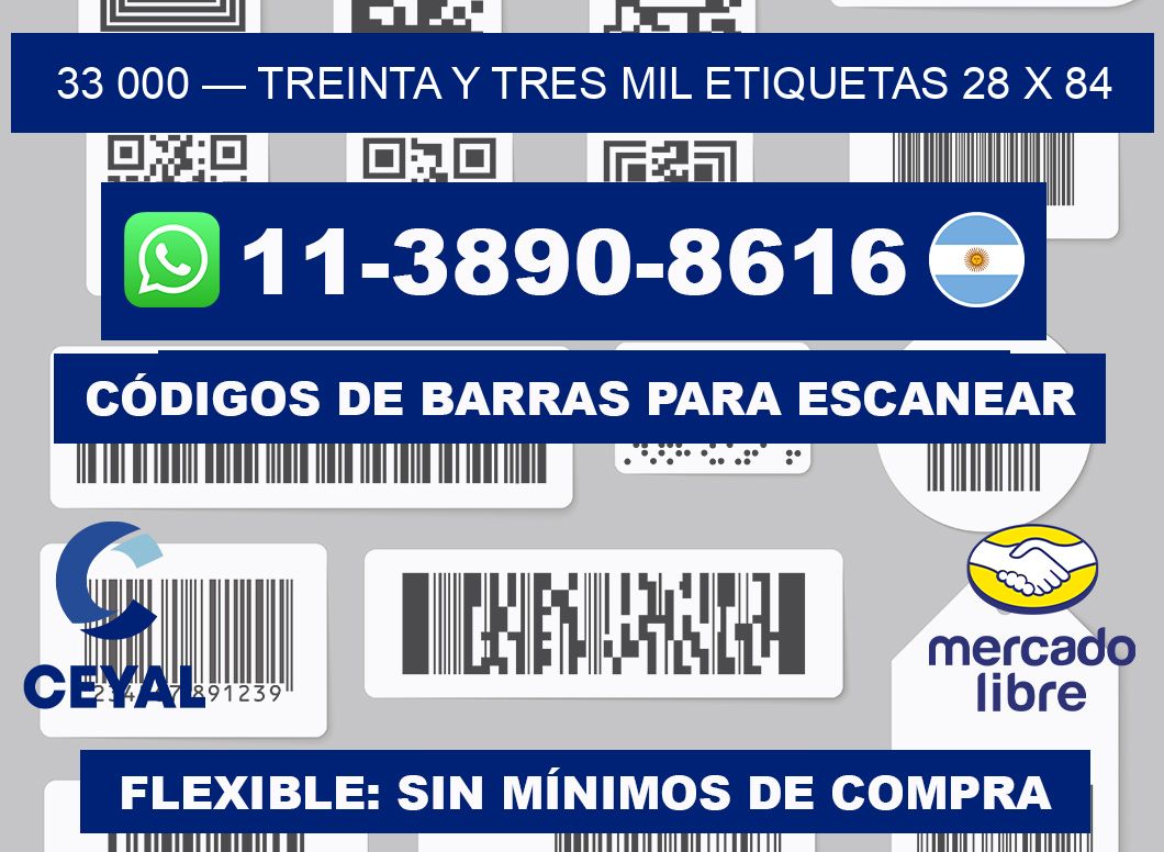 33 000 — treinta y tres mil etiquetas 28 x 84