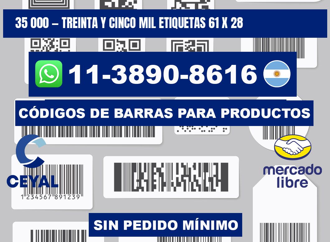35 000 — treinta y cinco mil etiquetas 61 x 28