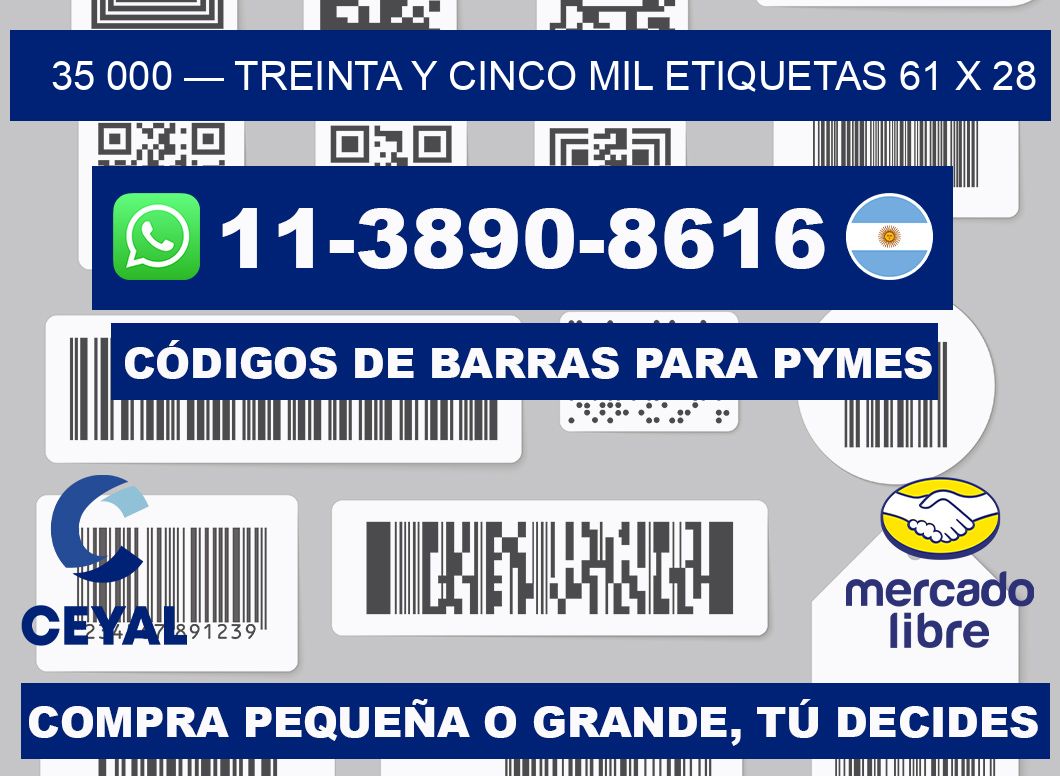 35 000 — treinta y cinco mil etiquetas 61 x 28