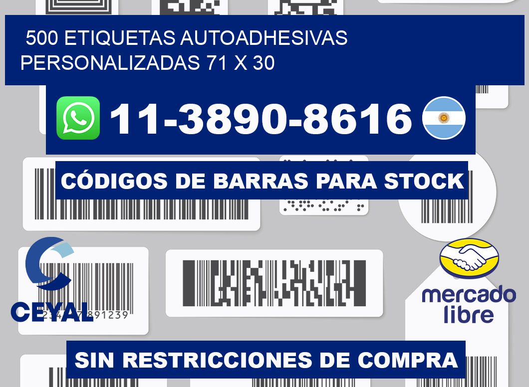 500 Etiquetas autoadhesivas personalizadas 71 x 30