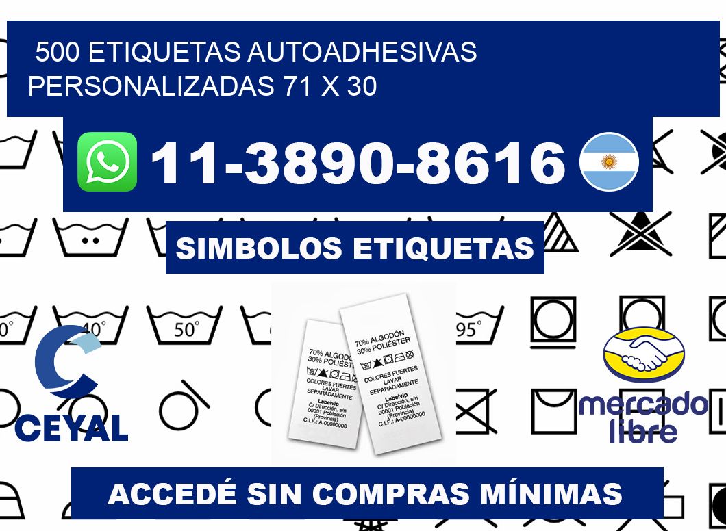 500 Etiquetas autoadhesivas personalizadas 71 x 30
