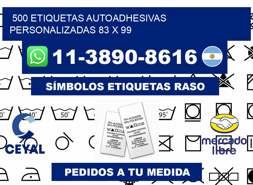 500 Etiquetas autoadhesivas personalizadas 83 x 99
