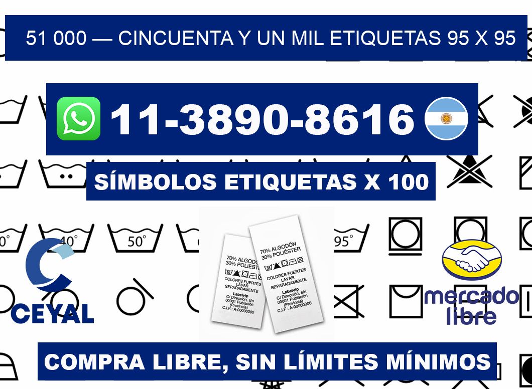 51 000 — cincuenta y un mil etiquetas 95 x 95