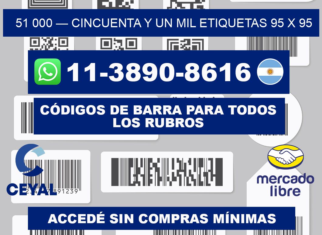 51 000 — cincuenta y un mil etiquetas 95 x 95