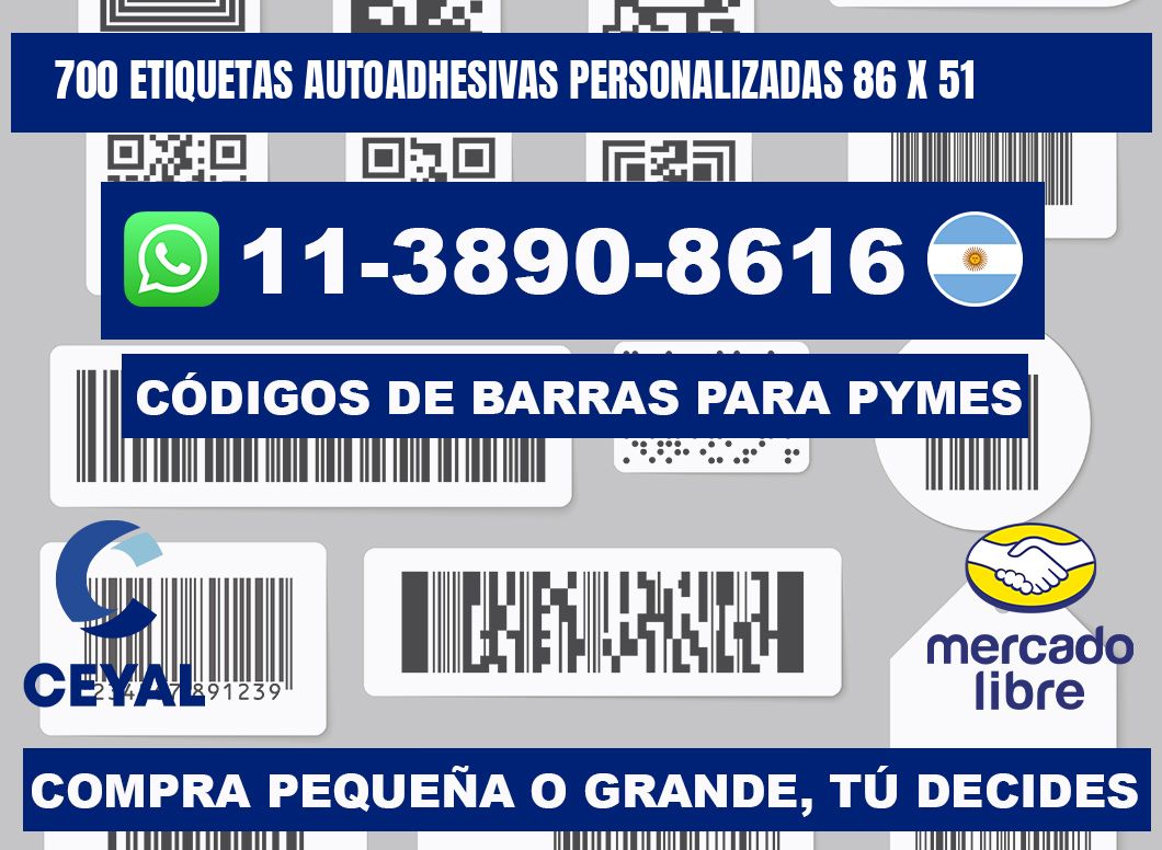 700 Etiquetas autoadhesivas personalizadas 86 x 51