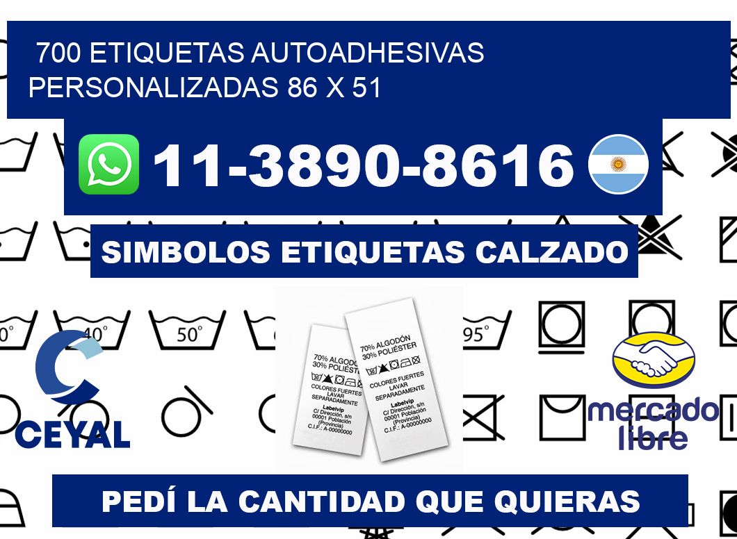 700 Etiquetas autoadhesivas personalizadas 86 x 51