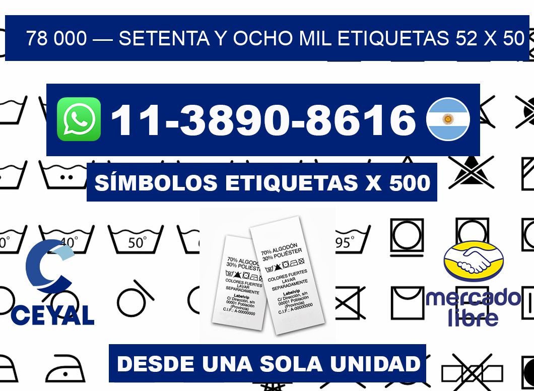 78 000 — setenta y ocho mil etiquetas 52 x 50