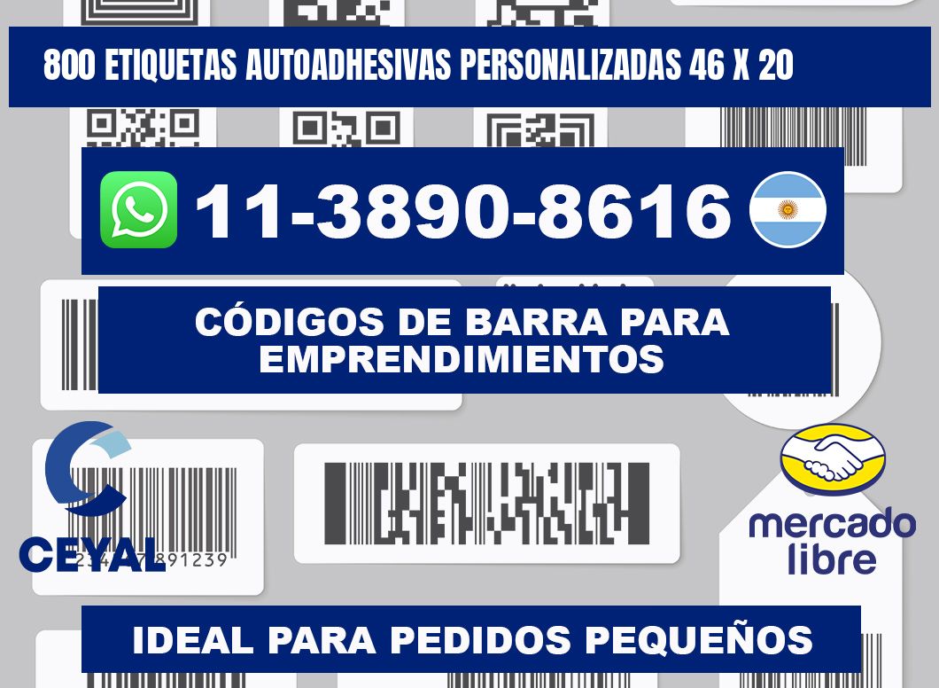 800 Etiquetas autoadhesivas personalizadas 46 x 20