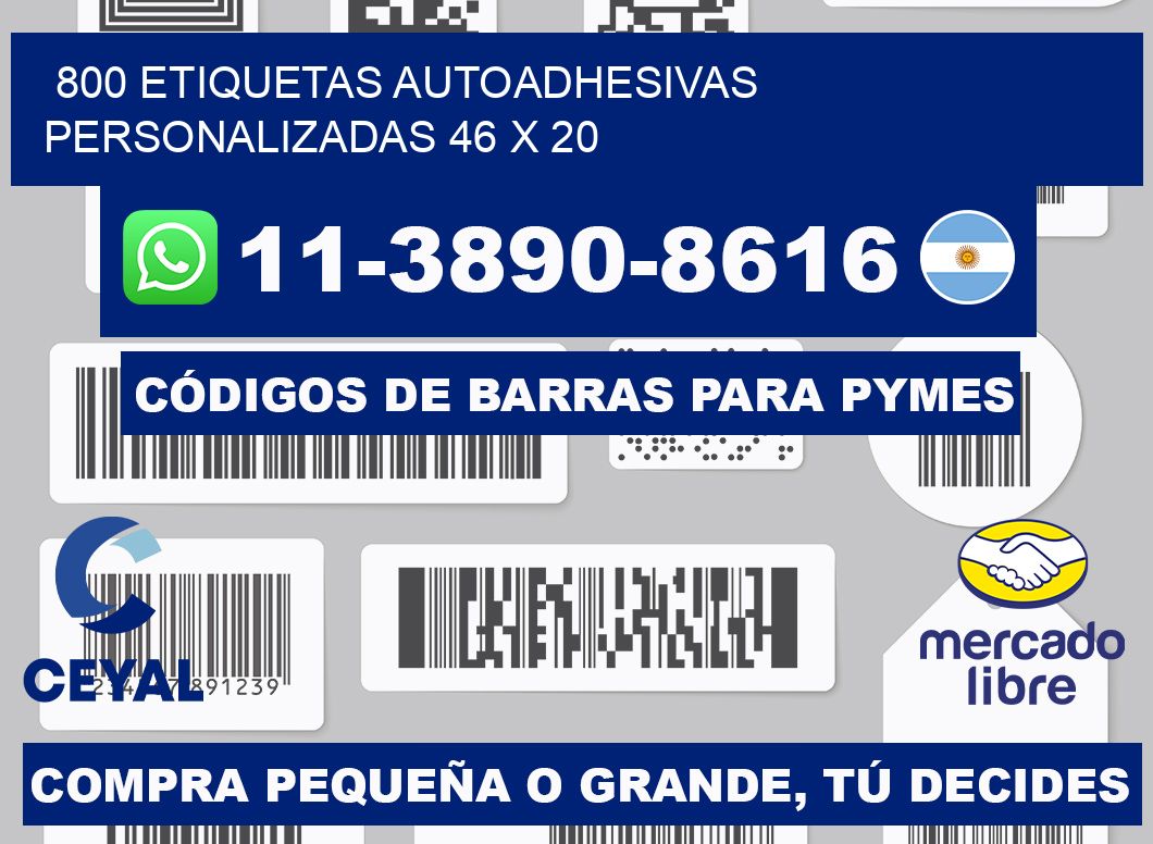 800 Etiquetas autoadhesivas personalizadas 46 x 20
