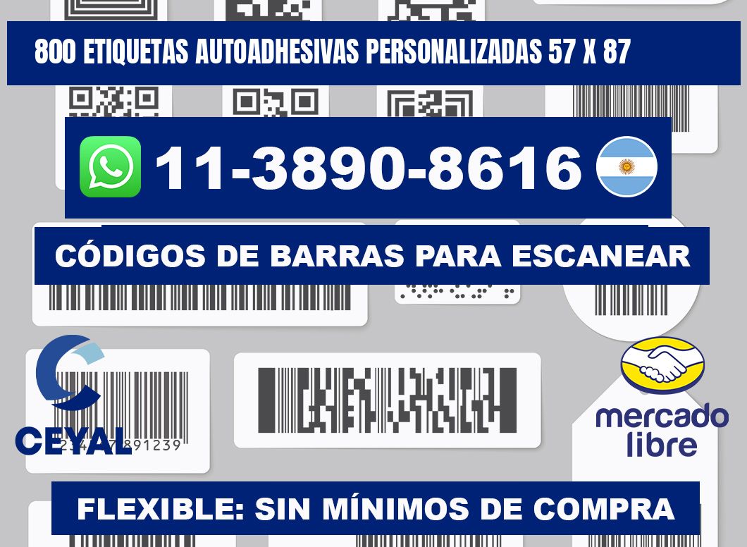 800 Etiquetas autoadhesivas personalizadas 57 x 87
