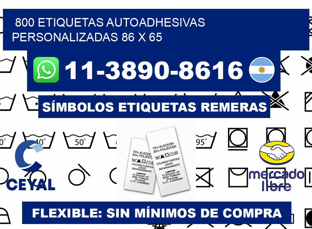 800 Etiquetas autoadhesivas personalizadas 86 x 65