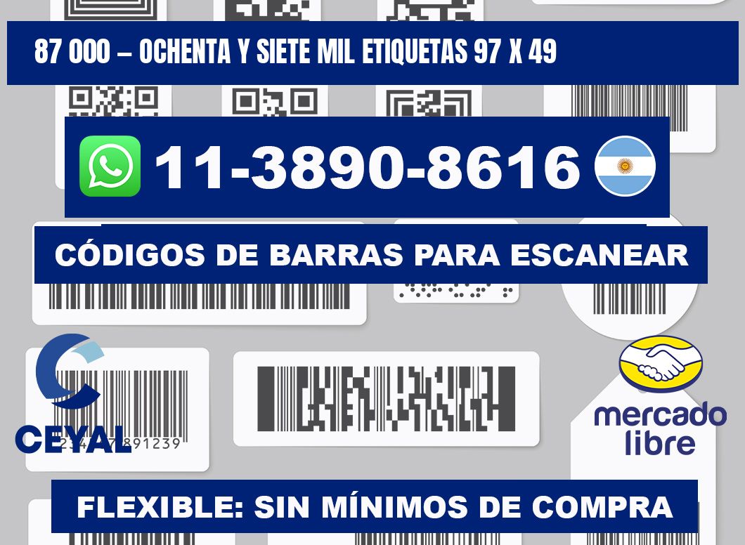 87 000 — ochenta y siete mil etiquetas 97 x 49