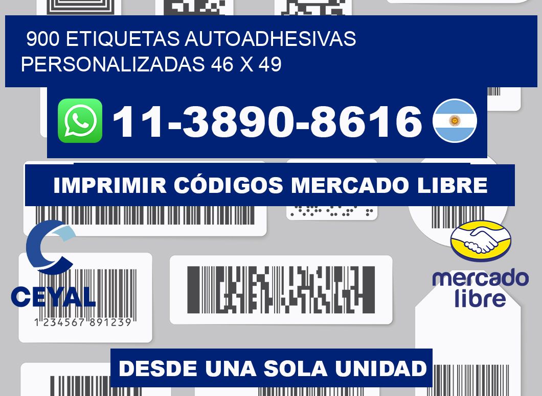 900 Etiquetas autoadhesivas personalizadas 46 x 49