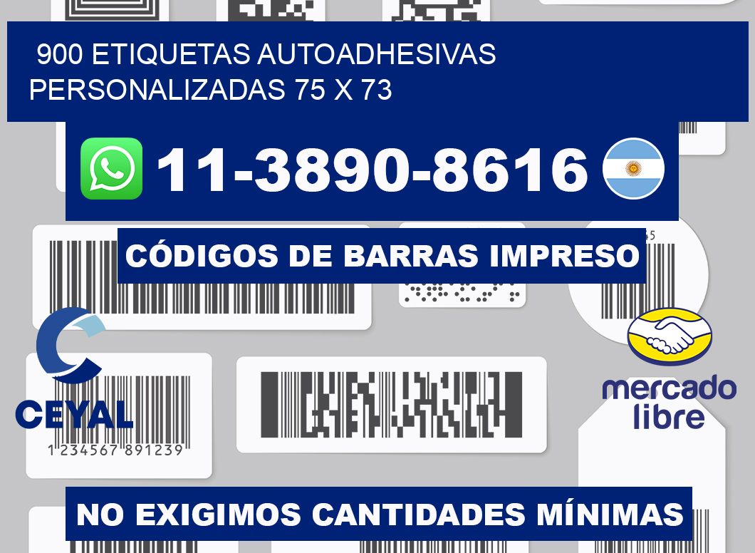 900 Etiquetas autoadhesivas personalizadas 75 x 73