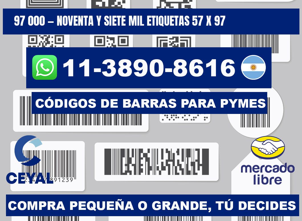 97 000 — noventa y siete mil etiquetas 57 x 97