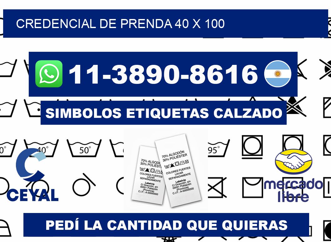 Credencial de prenda 40 x 100