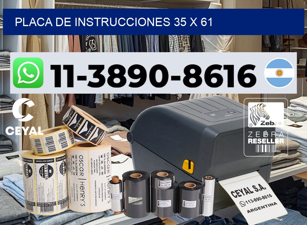 Placa de instrucciones 35 x 61