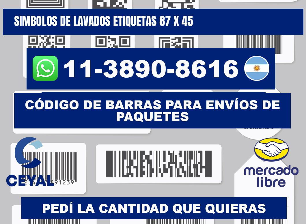 SIMBOLOS DE LAVADOS ETIQUETAS 87 x 45