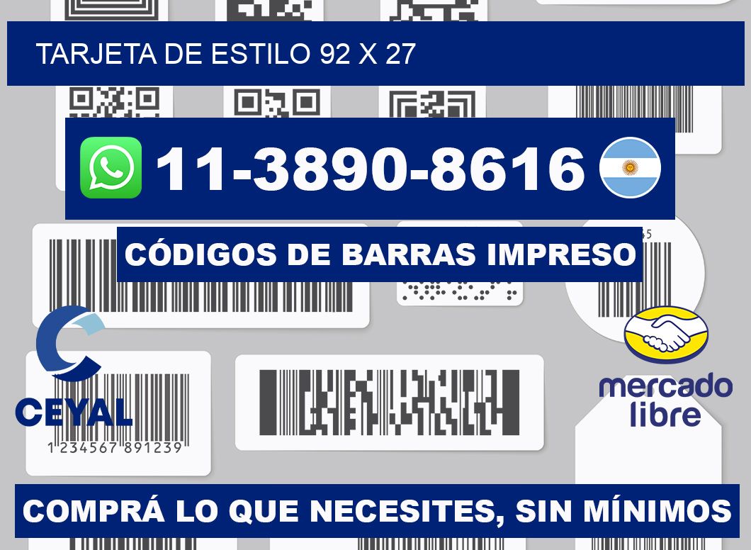 Tarjeta de estilo 92 x 27