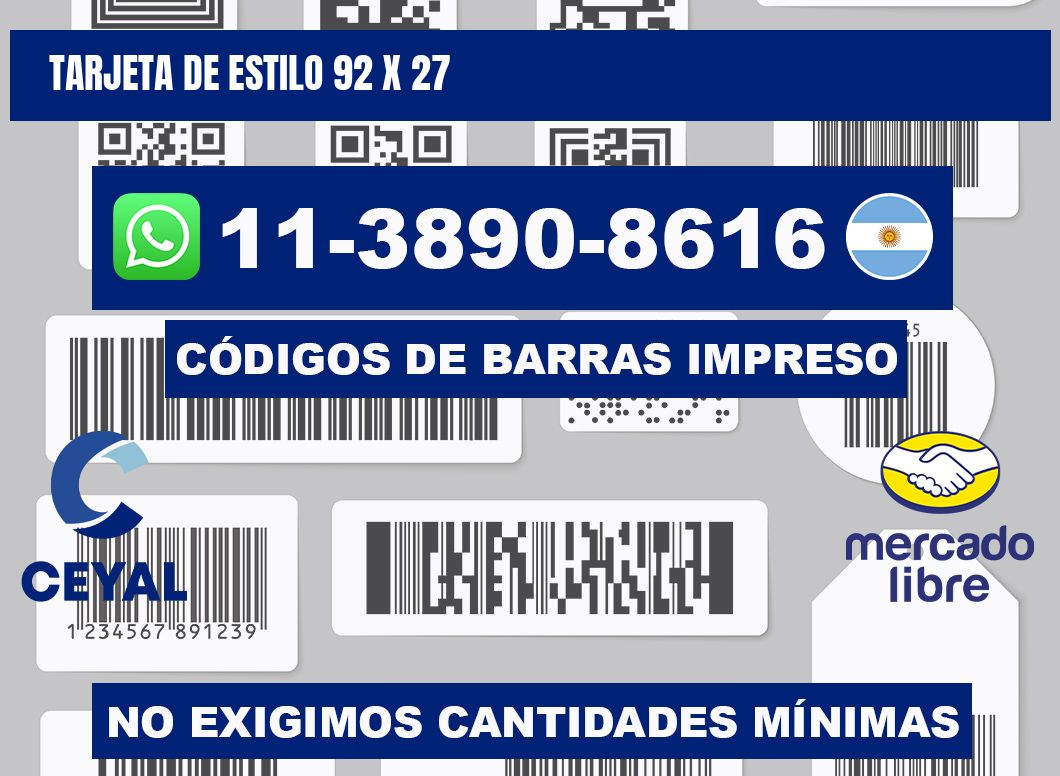 Tarjeta de estilo 92 x 27