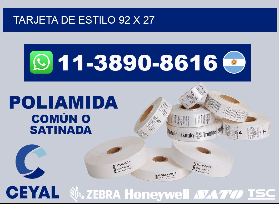 Tarjeta de estilo 92 x 27