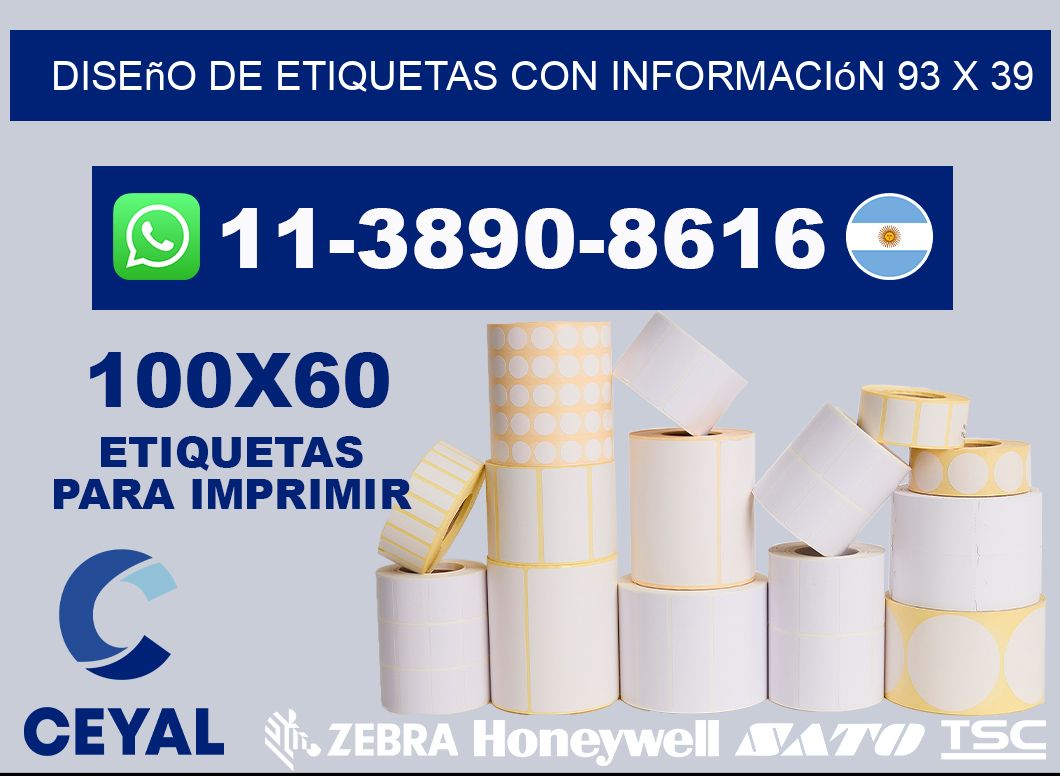 diseño de etiquetas con información 93 x 39