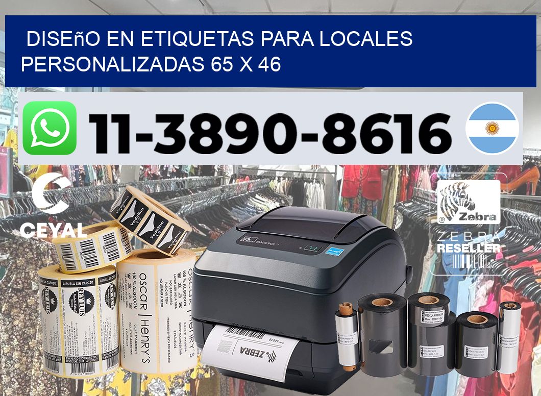 diseño en etiquetas para locales personalizadas 65 x 46