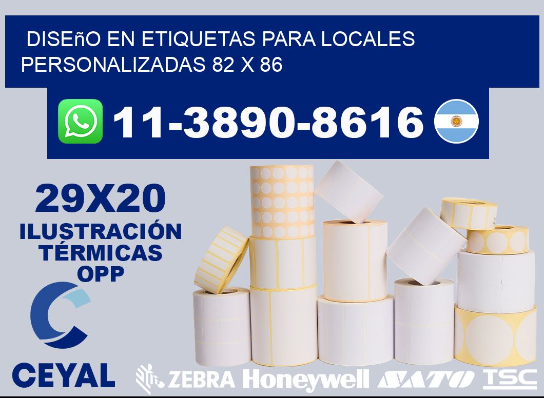 diseño en etiquetas para locales personalizadas 82 x 86