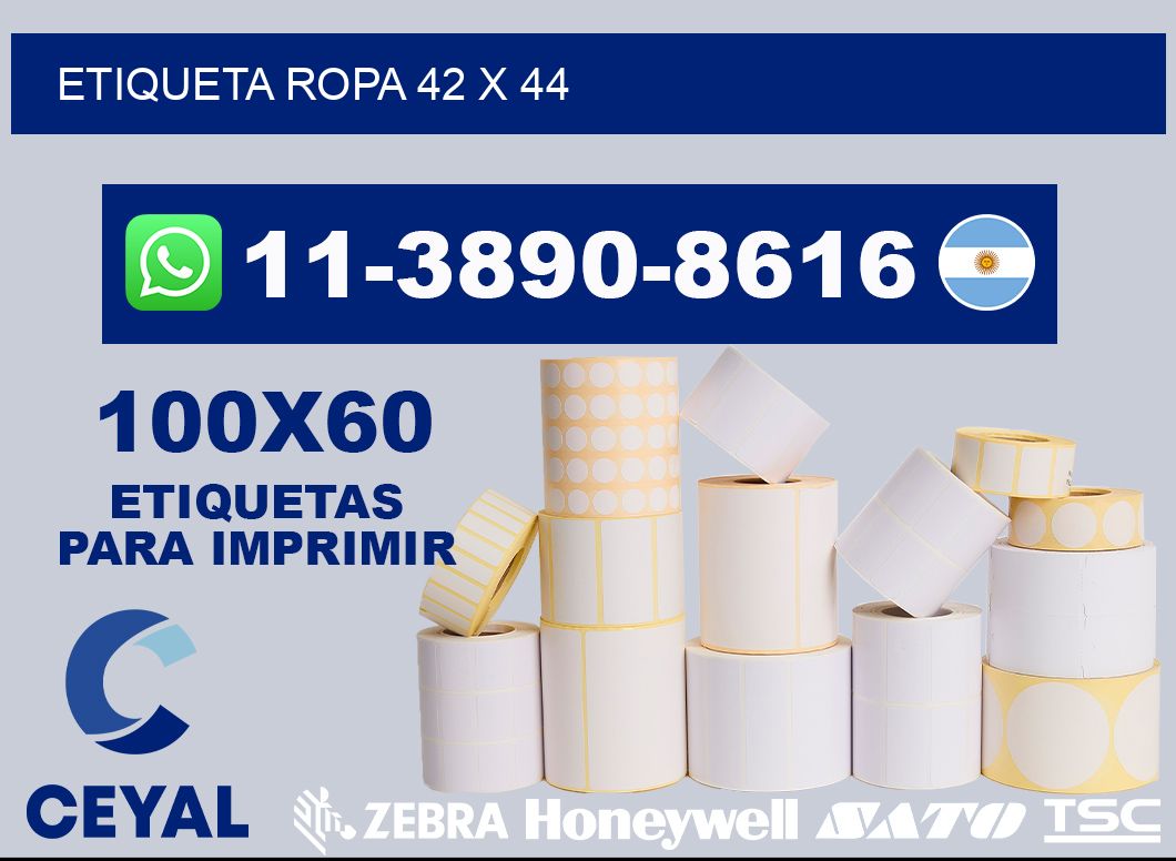 etiqueta ropa 42 x 44